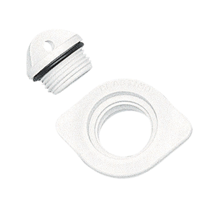 Boccola di scarico ovale  con tappo di sicurezza 48x36mm, bianco
